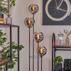 hofstein Koyoto Lampadaire 30 cm Chrome, Fumé, 4 lumières