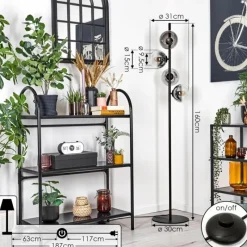 Suspension Verre Fumé-hofstein Koyoto Lampadaire 31 cm Clair, Fumé, 4 lumières