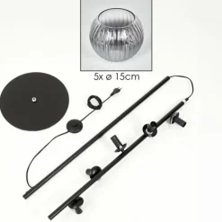 hofstein Koyoto Lampadaire 33 cm Clair, Fumé, 5 lumières