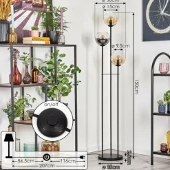 hofstein Koyoto Lampadaire 30 cm Noir, 3 lumières
