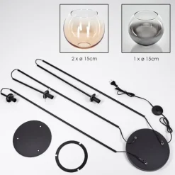 hofstein Koyoto Lampadaire 30 cm Noir, 3 lumières