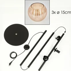 Lampes À Boules-hofstein Koyoto Lampadaire Ambre, 3 lumières