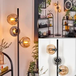 hofstein Koyoto Lampadaire Ambre, Chrome, Fumé, 3 lumières