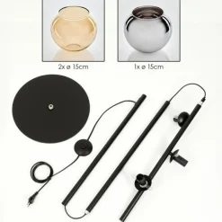 hofstein Koyoto Lampadaire Ambre, Chrome, Fumé, 3 lumières