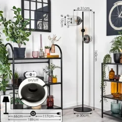 hofstein Koyoto Lampadaire Ambre, Clair, Fumé, 3 lumières