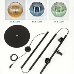 Lampes Dorées-hofstein Koyoto Lampadaire Bleu, Or, Vert, Clair, 3 lumières