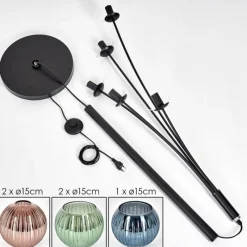 hofstein Koyoto Lampadaire Bleu, Vert, Cuivré, 5 lumières