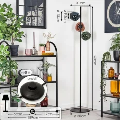 hofstein Koyoto Lampadaire Bleu, Vert, Cuivré, 3 lumières