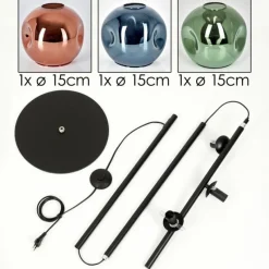 hofstein Koyoto Lampadaire Bleu, Vert, Cuivré, 3 lumières