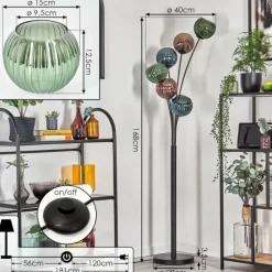 Lampes À Boules-hofstein Koyoto Lampadaire Bleu, Vert, Cuivré, 6 lumières