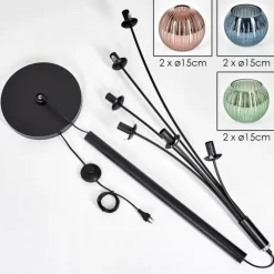 Lampes À Boules-hofstein Koyoto Lampadaire Bleu, Vert, Cuivré, 6 lumières