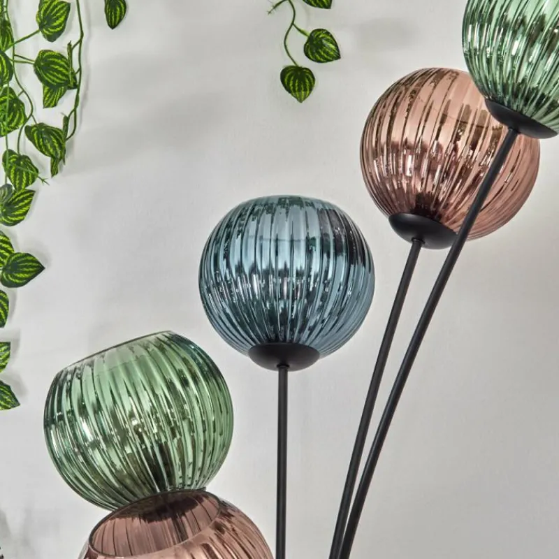 Lampes À Boules-hofstein Koyoto Lampadaire Bleu, Vert, Cuivré, 6 lumières