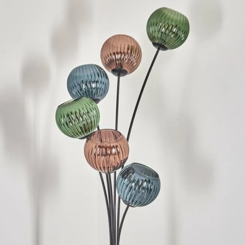 Lampes À Boules-hofstein Koyoto Lampadaire Bleu, Vert, Cuivré, 6 lumières
