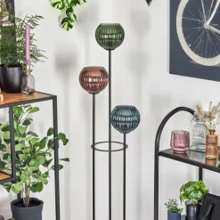 Lampes À Boules-hofstein Koyoto Lampadaire Bois clair, Noir, 3 lumières