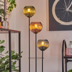 Lampes À Boules-hofstein Koyoto Lampadaire Bois clair, Noir, 3 lumières