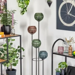 hofstein Koyoto Lampadaire Bois foncé, Noir, 4 lumières