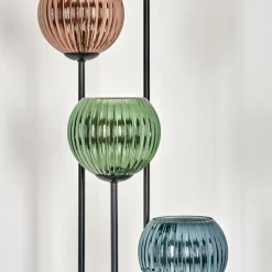 hofstein Koyoto Lampadaire Bois foncé, Noir, 4 lumières