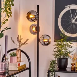 hofstein Koyoto Lampadaire Chrome, Fumé, 3 lumières