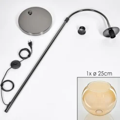 hofstein Koyoto Lampadaire Chrome, Noir, 1 lumière