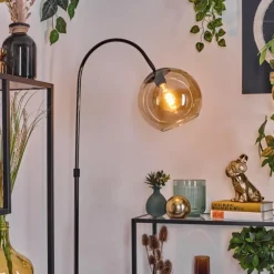 hofstein Koyoto Lampadaire Chrome, Noir, 1 lumière