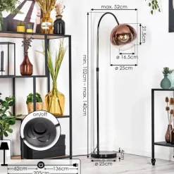 hofstein Koyoto Lampadaire Chrome, Noir, 1 lumière