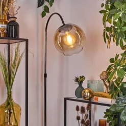 hofstein Koyoto Lampadaire Chrome, Noir, 1 lumière