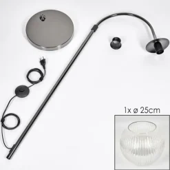 hofstein Koyoto Lampadaire Chrome, Noir, 1 lumière