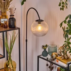 hofstein Koyoto Lampadaire Chrome, Noir, 1 lumière