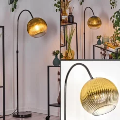 Lampes Dorées-hofstein Koyoto Lampadaire Chrome, Noir, 1 lumière