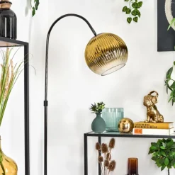 Lampes Dorées-hofstein Koyoto Lampadaire Chrome, Noir, 1 lumière