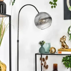 Suspension Verre Fumé-hofstein Koyoto Lampadaire Chrome, Noir, 1 lumière