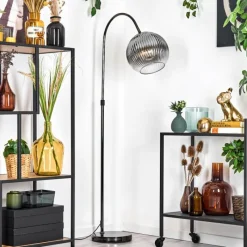 Suspension Verre Fumé-hofstein Koyoto Lampadaire Chrome, Noir, 1 lumière