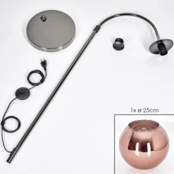 hofstein Koyoto Lampadaire Chrome, Noir, 1 lumière