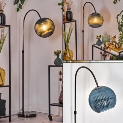 Lampes À Boules-hofstein Koyoto Lampadaire Chrome, Noir, 1 lumière