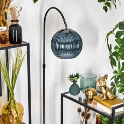 Lampes À Boules-hofstein Koyoto Lampadaire Chrome, Noir, 1 lumière