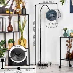 Lampes À Boules-hofstein Koyoto Lampadaire Chrome, Noir, 1 lumière