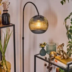 Lampes À Boules-hofstein Koyoto Lampadaire Chrome, Noir, 1 lumière