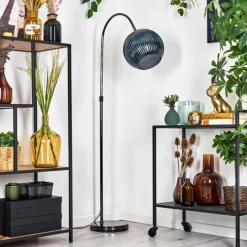 Lampes À Boules-hofstein Koyoto Lampadaire Chrome, Noir, 1 lumière