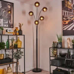 hofstein Koyoto Lampadaire Clair, Cuivré, 5 lumières