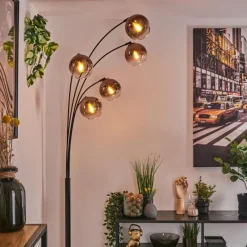 hofstein Koyoto Lampadaire Clair, Cuivré, 5 lumières