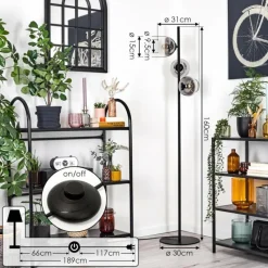 hofstein Koyoto Lampadaire Clair, Fumé, 3 lumières