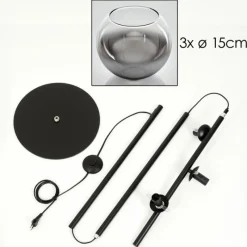 hofstein Koyoto Lampadaire Clair, Fumé, 3 lumières