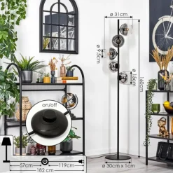 Suspension Verre Fumé-hofstein Koyoto Lampadaire Clair, Fumé, 5 lumières