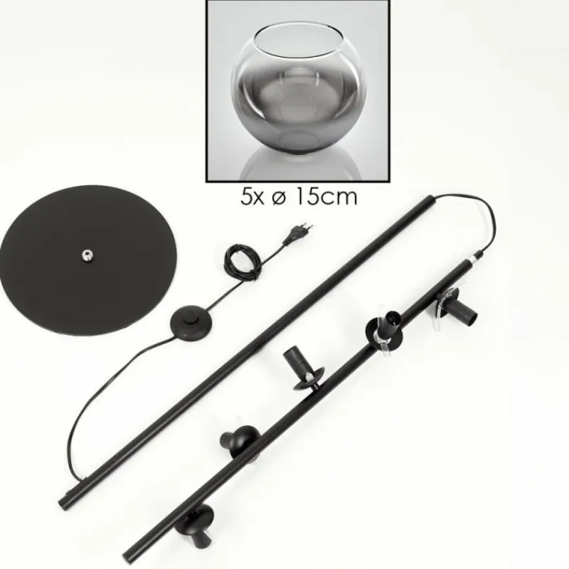 Suspension Verre Fumé-hofstein Koyoto Lampadaire Clair, Fumé, 5 lumières