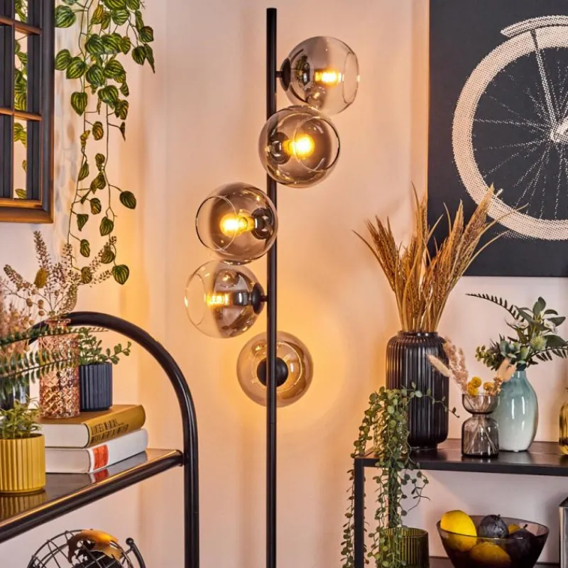 Suspension Verre Fumé-hofstein Koyoto Lampadaire Clair, Fumé, 5 lumières