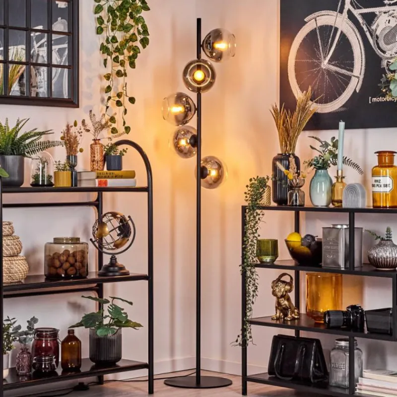 Suspension Verre Fumé-hofstein Koyoto Lampadaire Clair, Fumé, 5 lumières