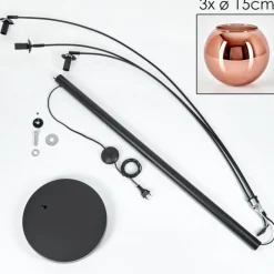 hofstein Koyoto Lampadaire Noir, 3 lumières