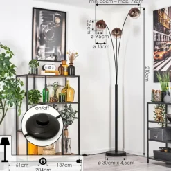 hofstein Koyoto Lampadaire Noir, 3 lumières