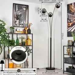 hofstein Koyoto Lampadaire Noir, 3 lumières