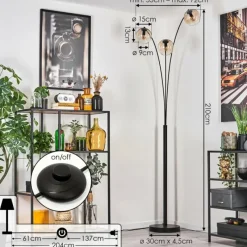 hofstein Koyoto Lampadaire Noir, 3 lumières